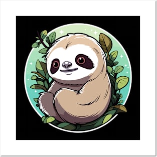 Sloth Illustration Posters and Art